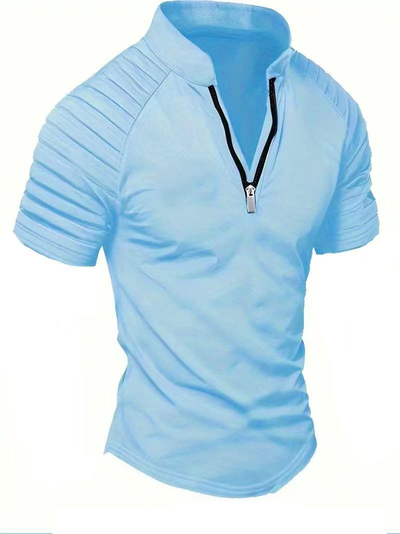 Herre Sporty Kortærmet T-Shirt med struktureret Lynlås Stilla