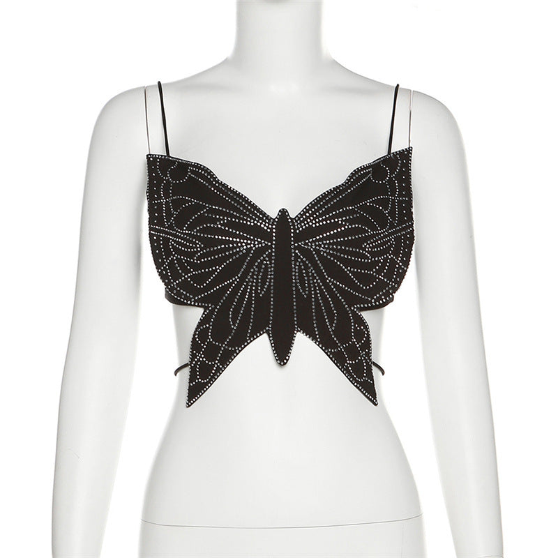 Damer bustier-top med filigran sommerfugledesign og justerbare stropper Stilla