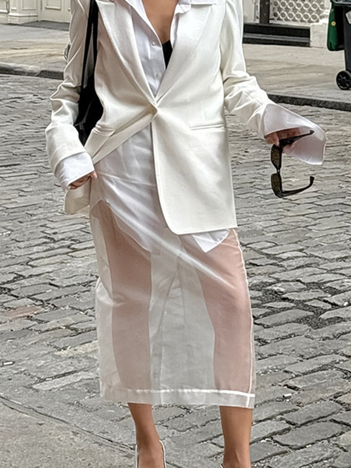 Dame overgangsblazer med gennemsigtigt midi-kjole og elegant snit Stilla