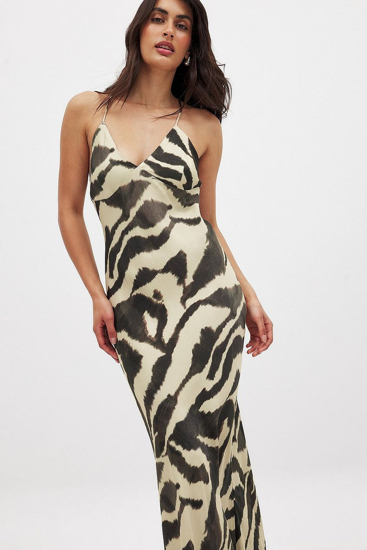 Dame Maxikjole med mode Animal-print og flydende snit Stilla