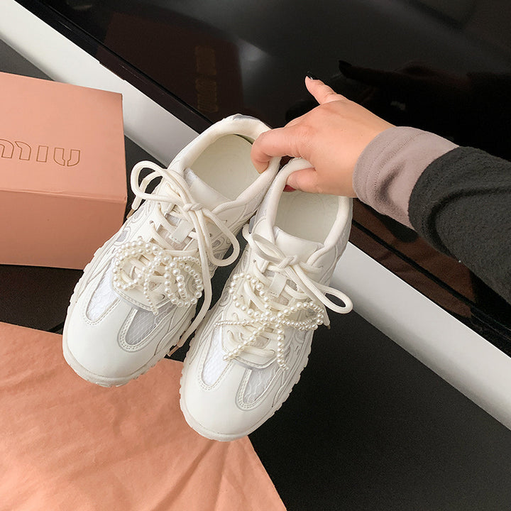 Damer mode sneakers med perlesnørering og reflekterende elementer Stilla