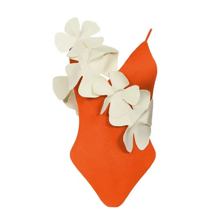 Dame badedragt med kunstneriske 3D blomsterapplikationer Skovae