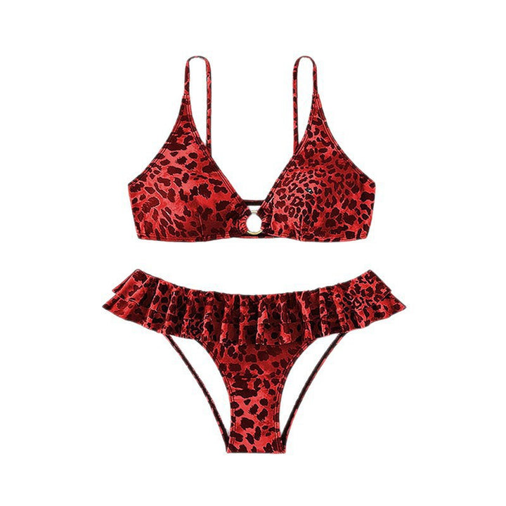 Dame Triangel-Bikini-Sæt med Rüschendetails og Smykkering Skovae