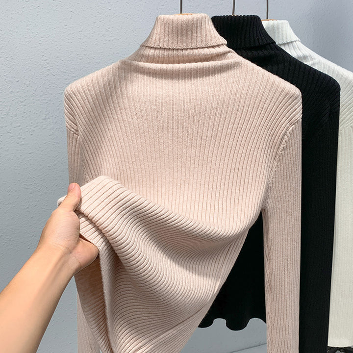 Dame rullekrave sweater i fin ribstrik Stilla