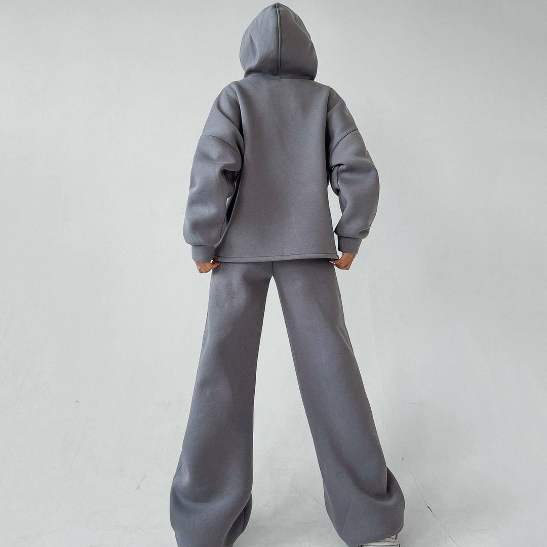 Kvinders afslappede fit hættebluse og løs sweatpants sæt Skovae