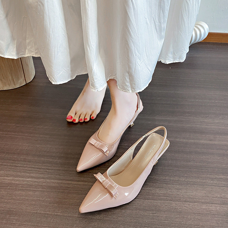 Dame Elegante Spidsestøvler Slingback Hælssko med Sløjfedetalje Stilla