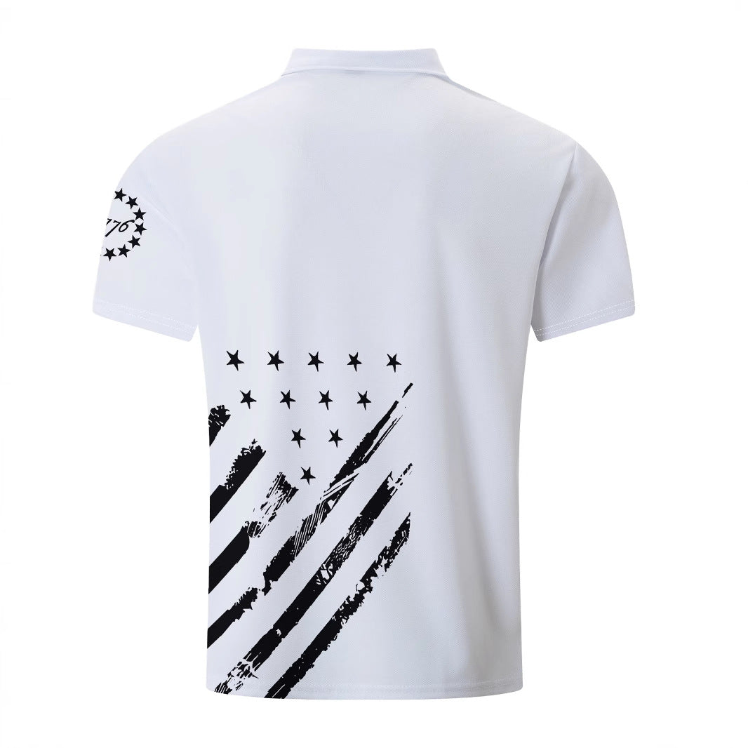 Herrer poloshirt med USA-motiv og moderne grafikdesign Stilla