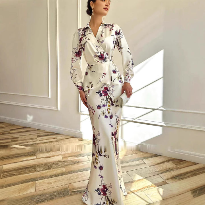 Dame Floral Print Wrapkjole Stilla