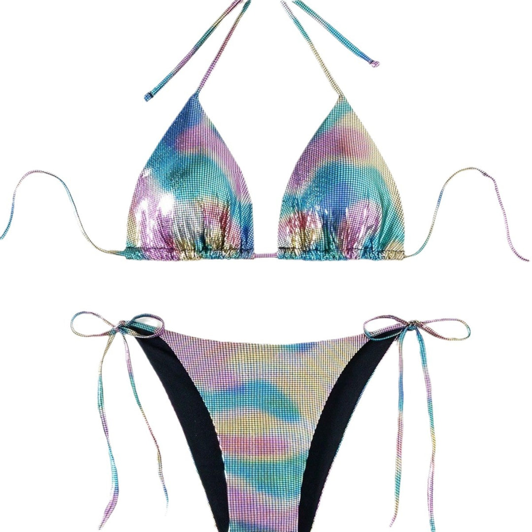 Dame funktionel triangel-bikini med stilfuld farvegradient Skovae