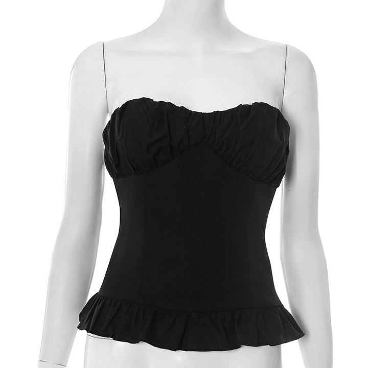 Femme Strapless Rynket Peplum Top Stilla 1750184377