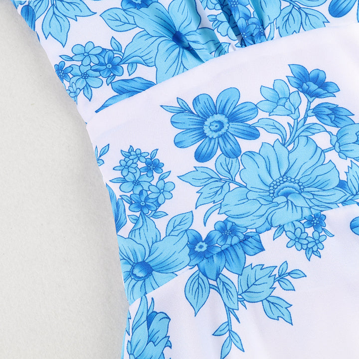 Dame maxikjole med dyb V-udskæring og blomsterdesign Stilla