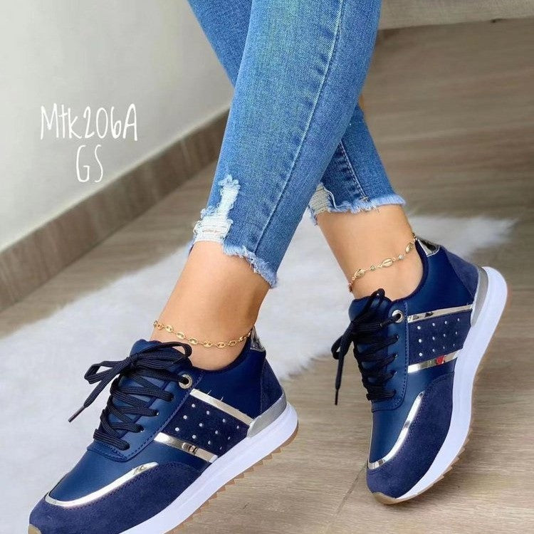 Dame Sneakers med elegante metallic-detaljer og åndbart overfladestruktur Stilla
