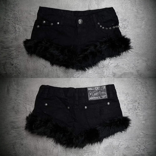 Dame Korte Jeans med fluffy kant Skovae