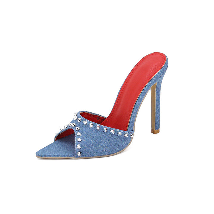 Dame Elegante Peeptoe Højhælede med moderne Nitte-design og stilfuld hæl Stilla