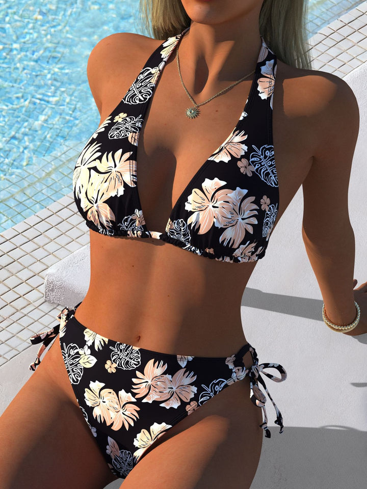 Dame triangle bikini med elegant dyreprint og justerbare stropper Skovae