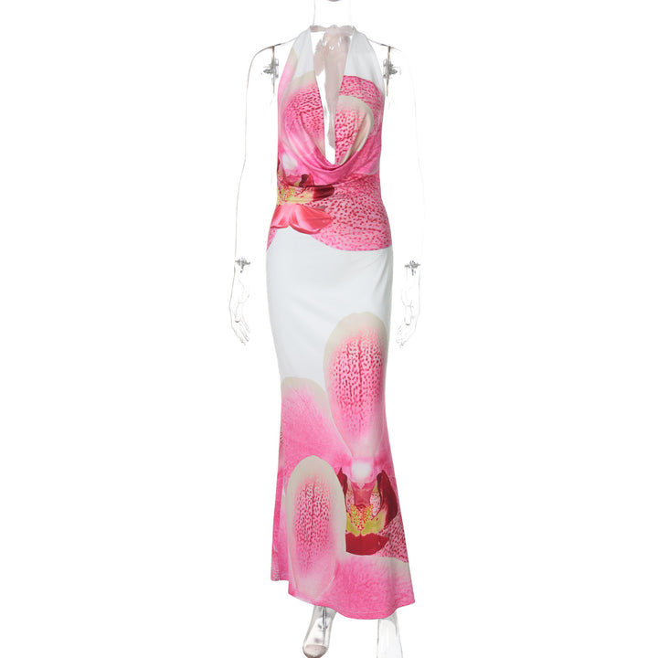 Dame Elegant Maxikjole med blomsterdesign Skovae