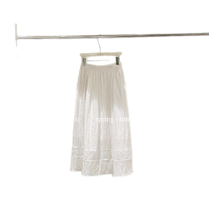 Dame Lang Skirt med Spidsapplikationer Stilla