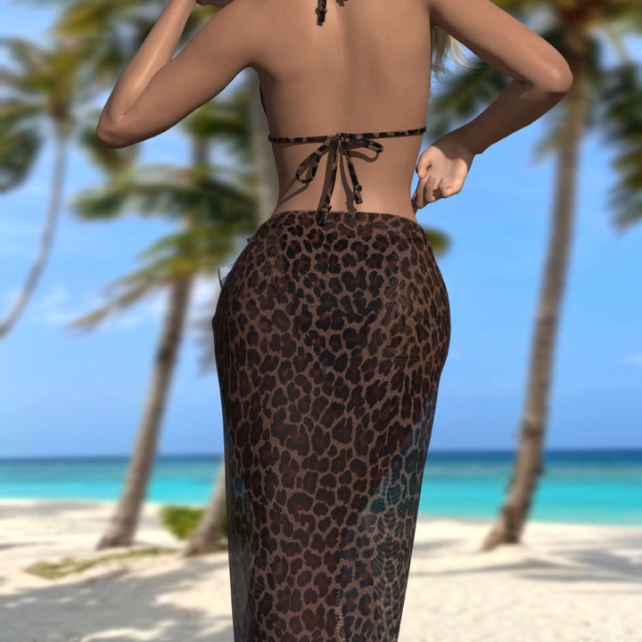 Dame sarong med leopardmønster og elegant sløjfe Stilla