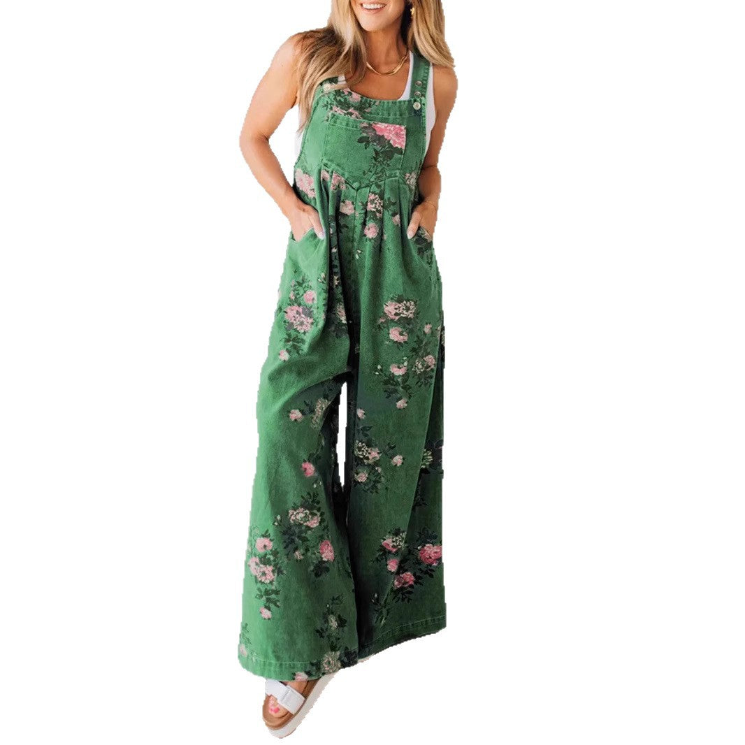 Dame blomster mønster maxi seler bukser Stilla