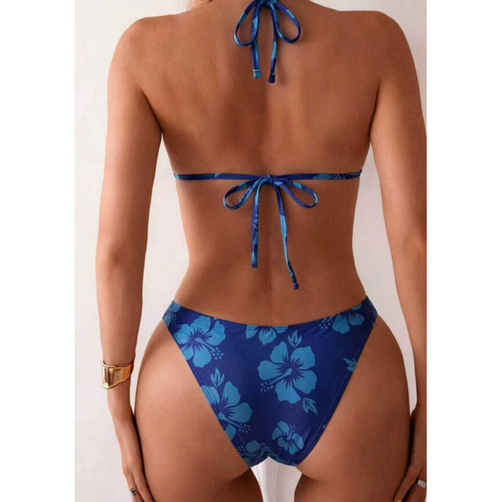 Dame Triangel-Bikini-Sæt med blomsterdesign Skovae