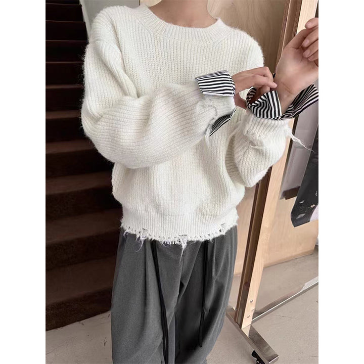 Kvinders chunky strikbluse med moderne frayed kanter og afslappet pasform Stilla