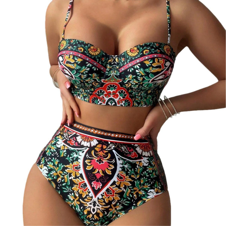 Damer Højtaljede Bikini-sæt med blomstret design Skovae