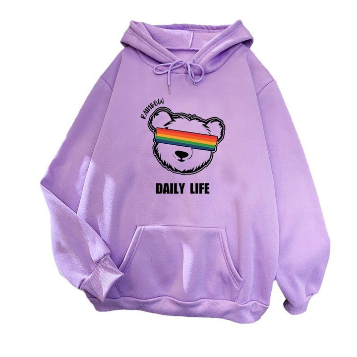 Dame hoodie med stilfuldt bjørnemotiv Skovae