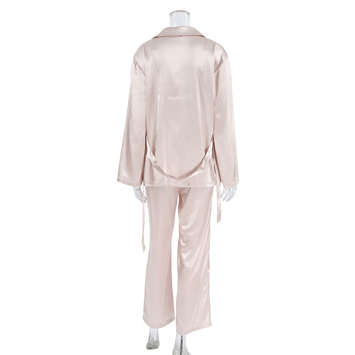 Dame elegant satin loungewear sæt med bred kimono og cropped top Stilla