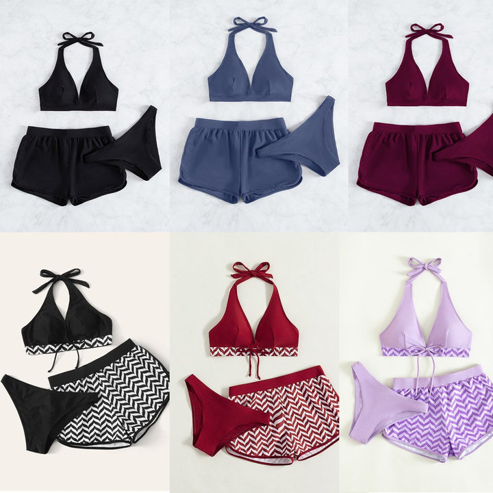 Dame bikini-sæt med dyb v-hals og sporty high-waist trusse Stilla