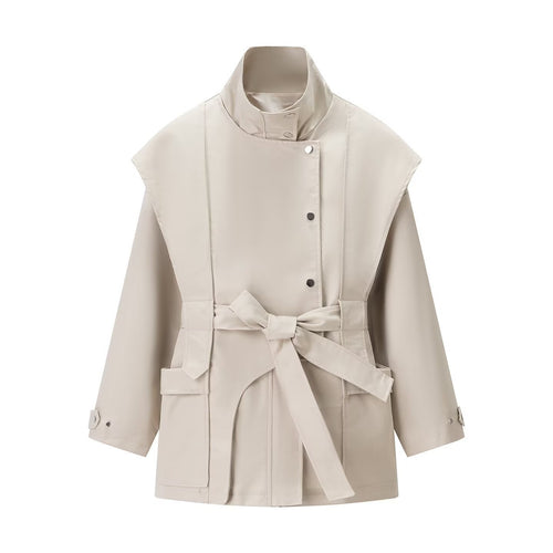 Kvinders fashionable trench coat jakke med høj krave og praktiske lommer Stilla