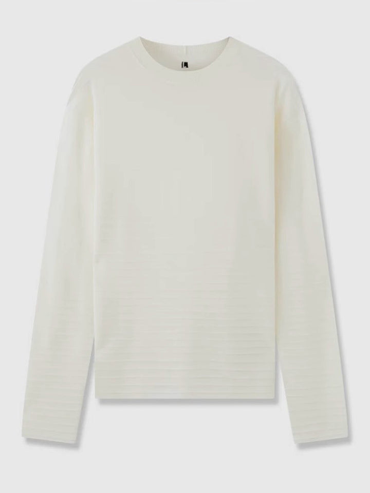 Dame fint strikket langærmet t-shirt med rund halsudskæring og smal pasform Stilla