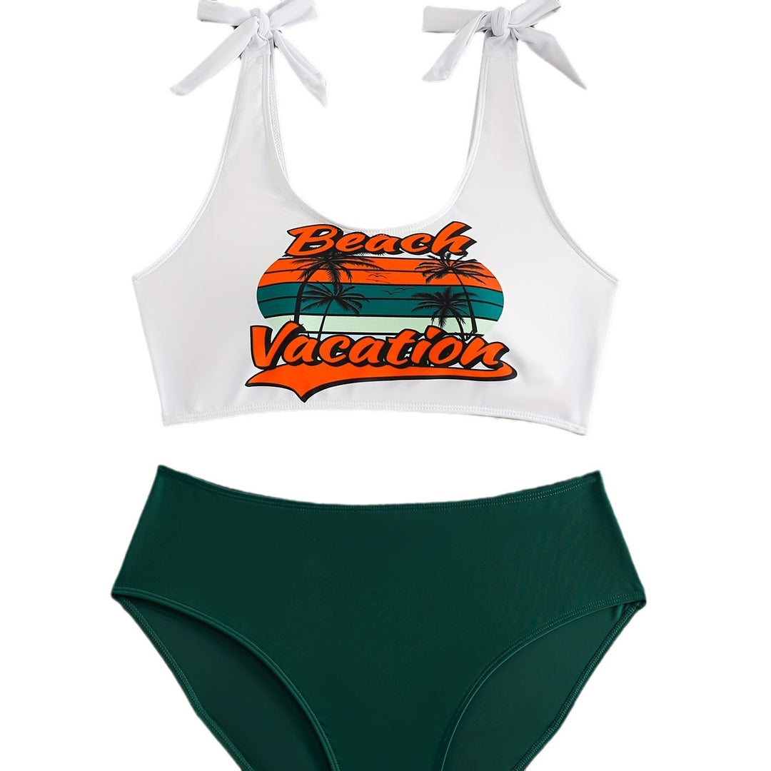 Dame Crop-Top-Bikini-Sæt med legesyge sløjfer Skovae