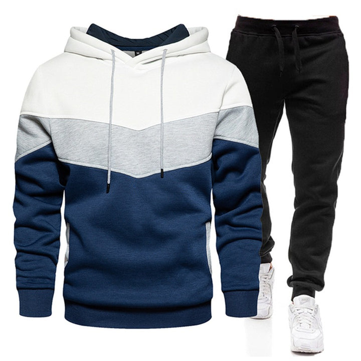 Herre sporty hoodie- og joggingbuks sæt med kontrastsyninger Stilla