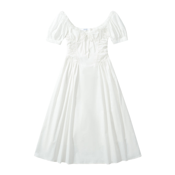 Dame Elegant Puffærme Maxi-kjole med Rynker og Taljeaccent Stilla