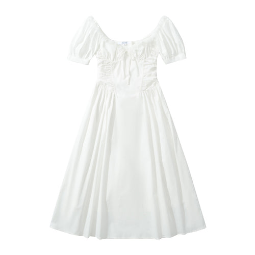 Dame Elegant Puffærme Maxi-kjole med Rynker og Taljeaccent Stilla