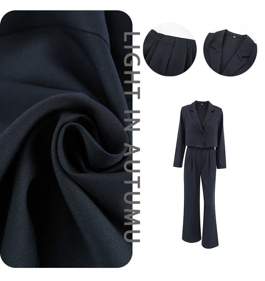 Damer Sæt bestående af cropped Blazer og vide Palazzo-bukser Stilla