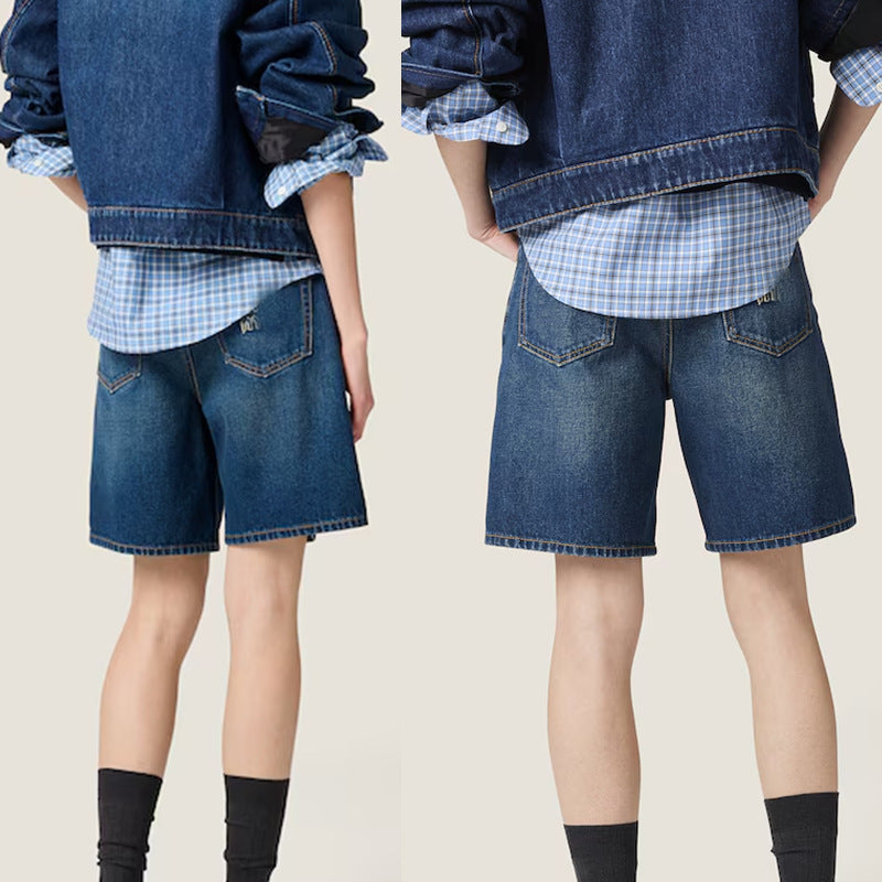 Dame mode Denim-shorts med bred ben Stilla