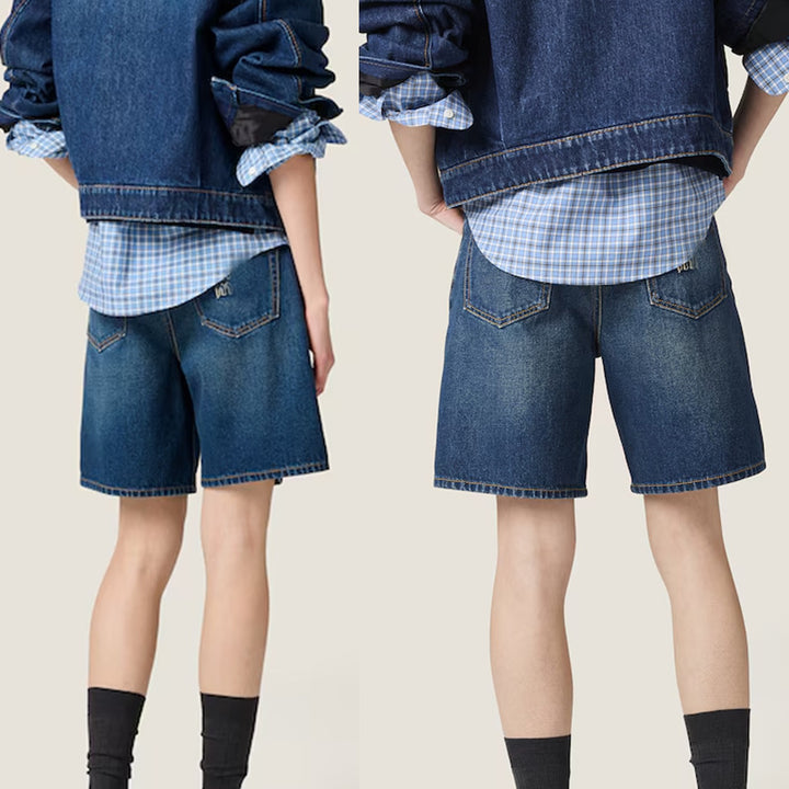 Dame mode Denim-shorts med bred ben Stilla