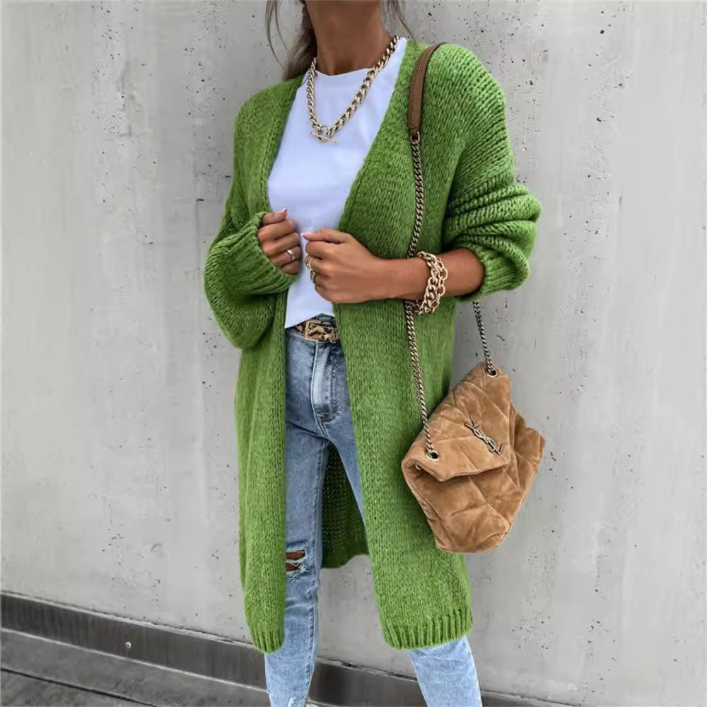 Kvinder chunky strik cardigan med oversized ærmer og fashionabelt design Stilla