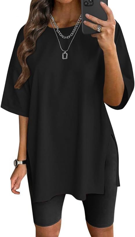 Dame Oversize T-shirt med sideslids Stilla