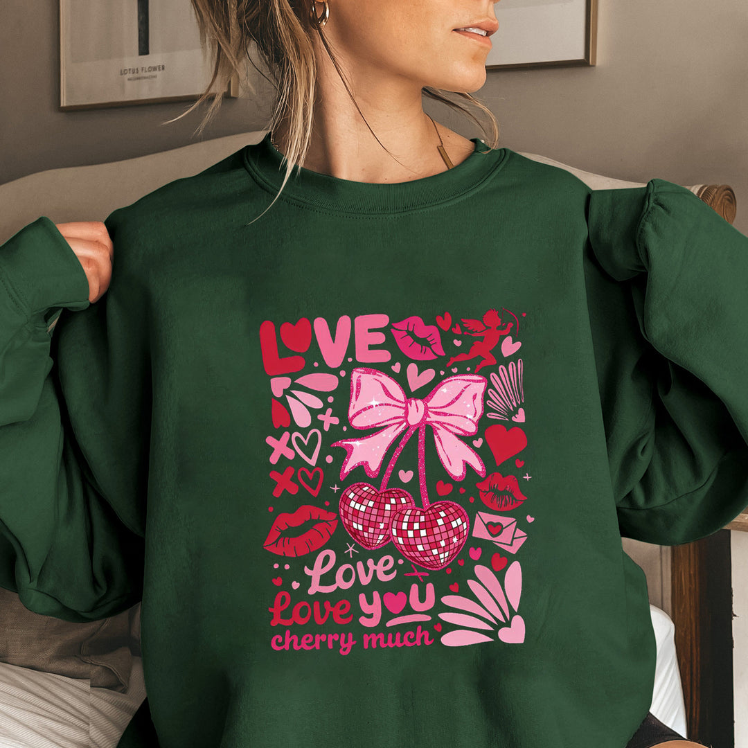 Damer sweatshirt med voluminøse ærmer og legende kirsebærmotiv Stilla
