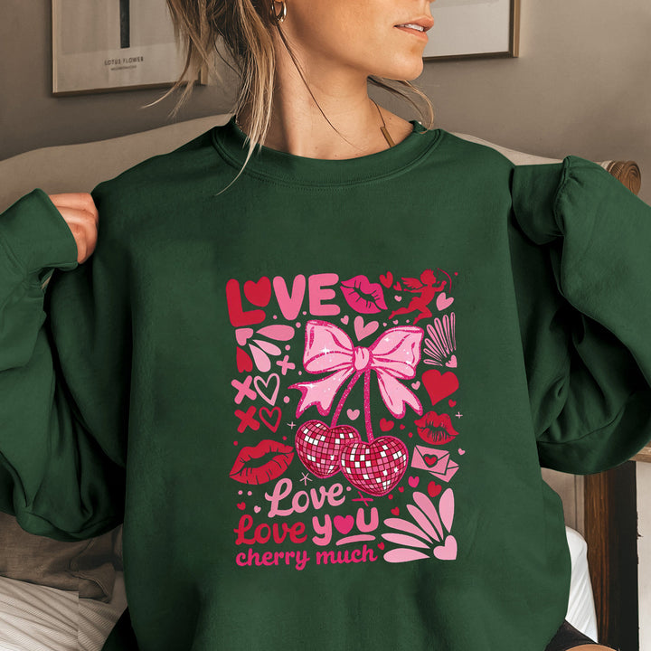 Damer sweatshirt med voluminøse ærmer og legende kirsebærmotiv Stilla