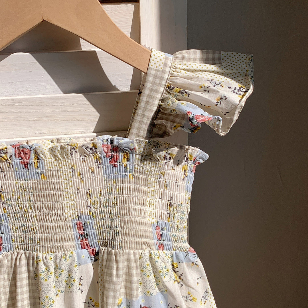 Pige Blomster Patchwork Sommerkjole Stilla