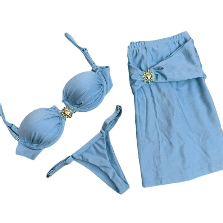 Dame blomsterprint bikini med matchende kaftan Stilla