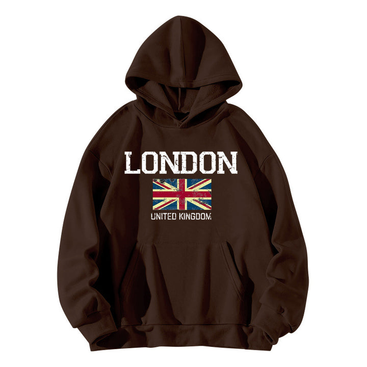 Kvinders hoodie i urban London stil med kængurulomme og komfortabel pasform Skovae