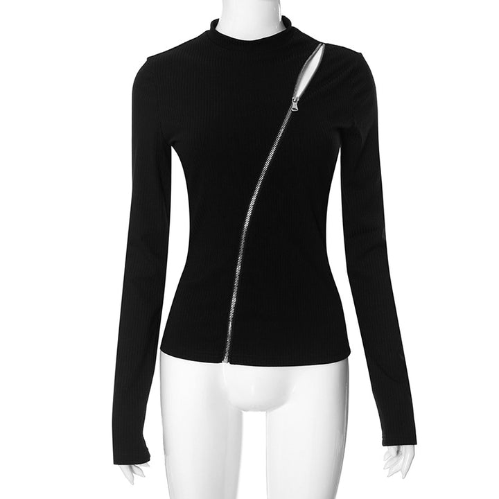 Femme Fashion-Forward Asymmetrisk Lynlåst Top Stilla