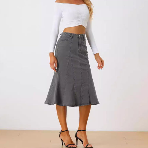 Dame jeans nederdel i feminin A-linje snit med afslappet flair Stilla