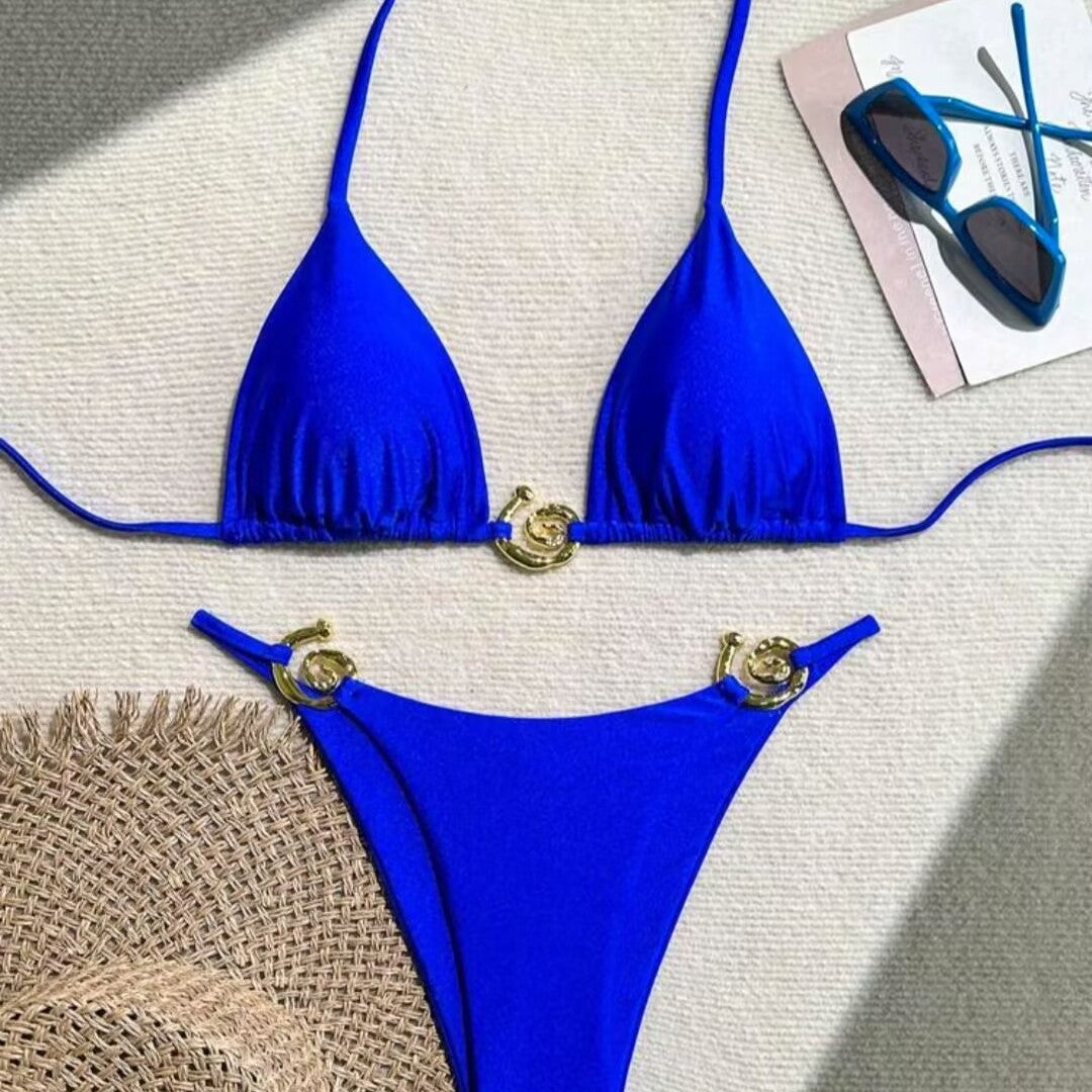 Dame Triangel-Bikini med raffineret guld-detalje Skovae
