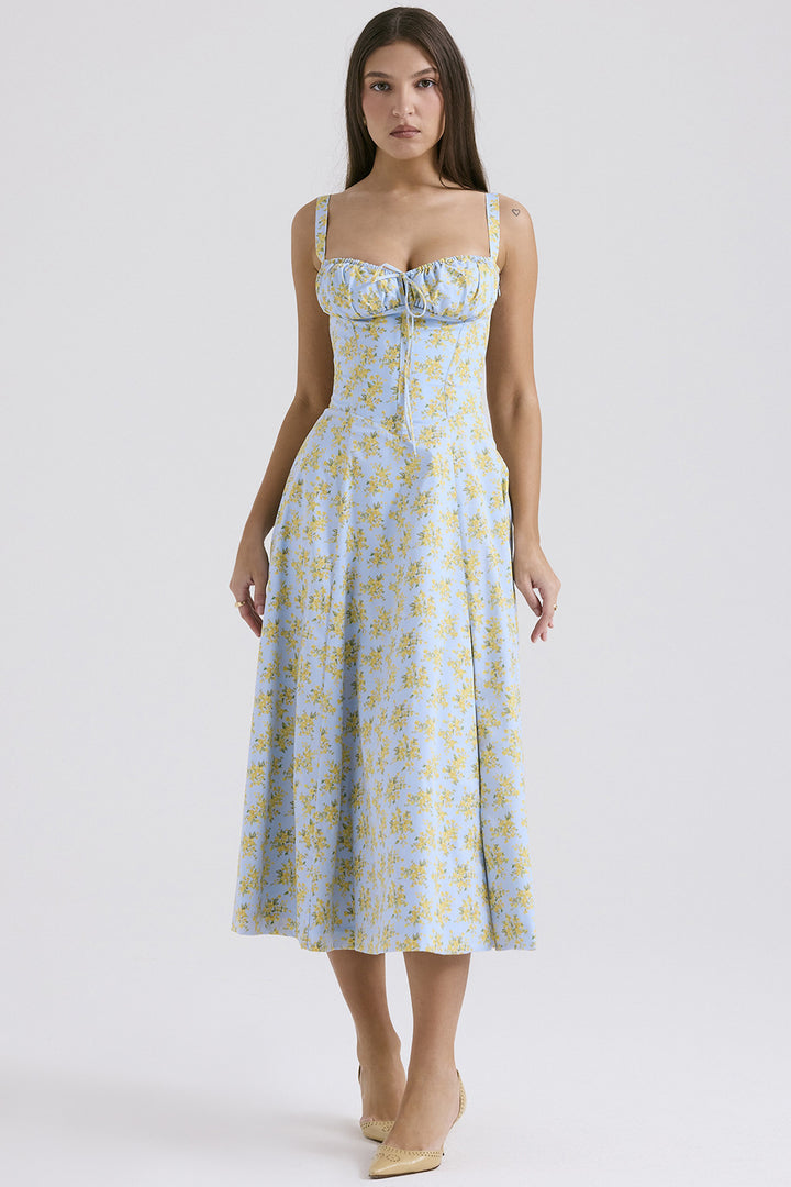 Dame maxikjole med romantisk blomsterprint og elegant snit Stilla
