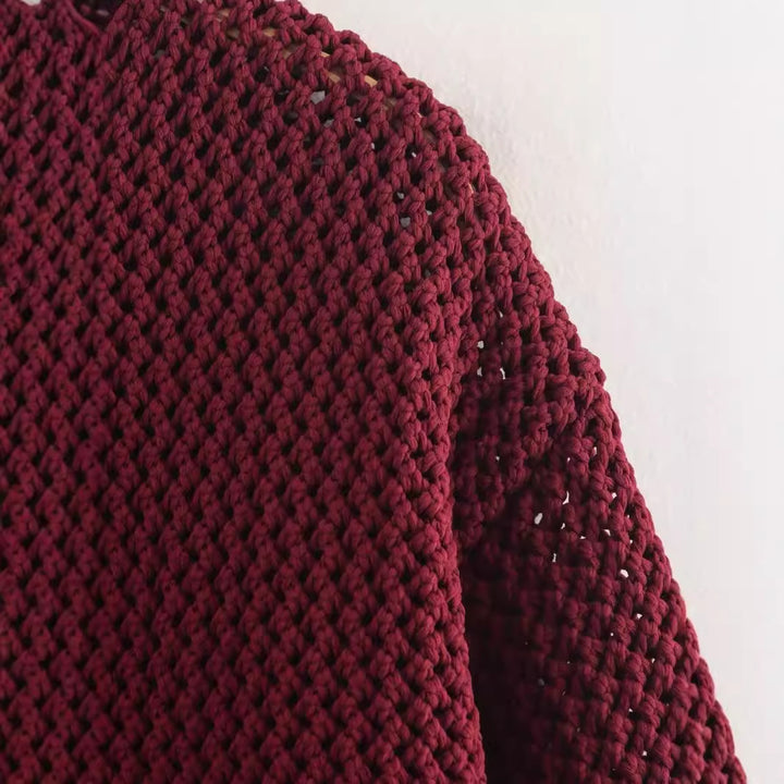 Dame cardigan med tekstureret stof og metal knapper Stilla